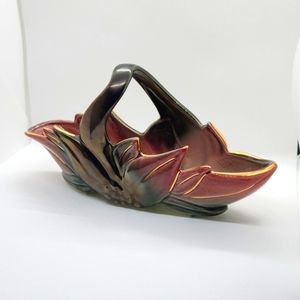 Vintage Hull Poinsettia Planter with Twisted Handle